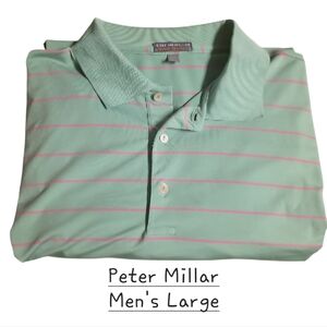 Green Peter Milar Polo with Pink Stripes EUC Men's size L